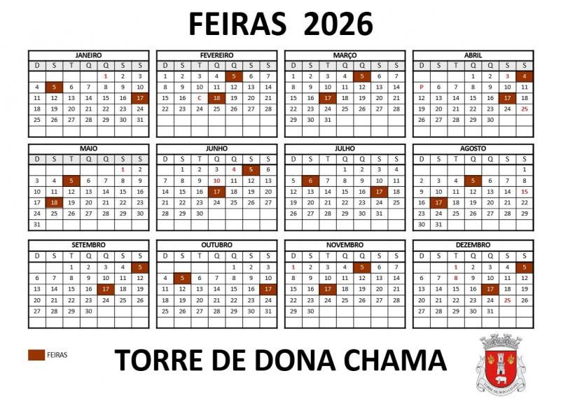 Calend&aacute;rio das Feiras Ano 2026